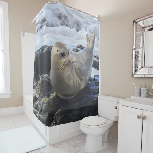 douchegordijn in het wild, havenzegel, zeewaardig (In situ)