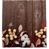 Douchegordijn katoenen tak op donkere houten steng (Voorkant)