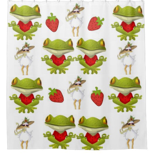 Douchegordijn Kikkers Kip Aardbei (Voorkant)