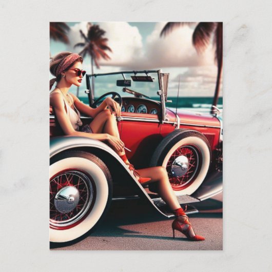 Douchegordijn Klassieke auto Briefkaart (Voorkant)
