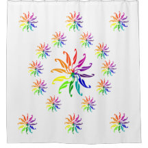 Douchegordijn - Kleurenwiel Bladeren in Cirkel