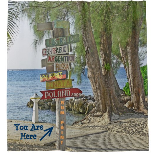 DOUCHEGORDIJN / KLEURRIJKE HOUTEN WERELD LANDTEKEN (Voorkant)