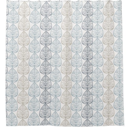 Douchegordijn met abstracte planten ornamenten. (Voorkant)