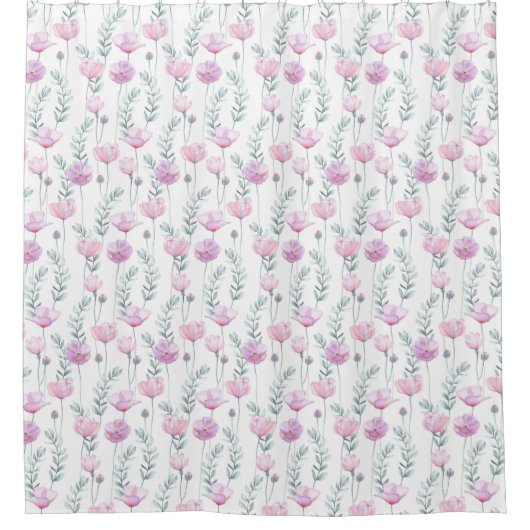 Douchegordijn met delicate bloemen. (Voorkant)