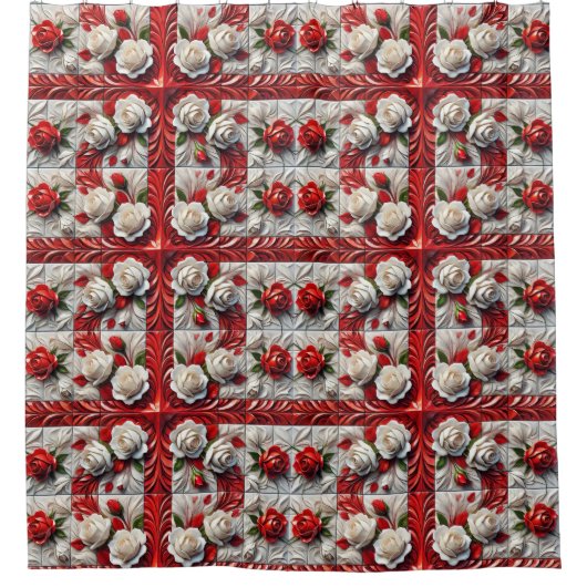 Douchegordijn met Engels Rozen Design (Voorkant)