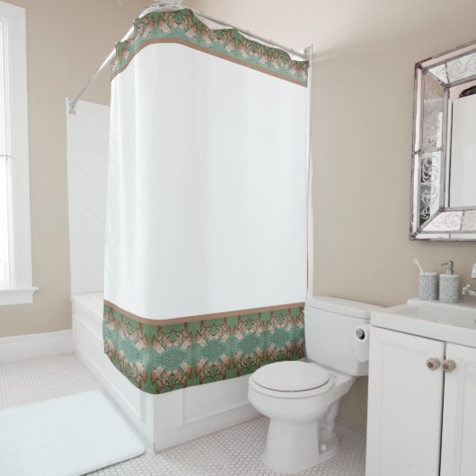 Douchegordijn met Gingko Leaf rand (In situ)