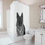 douchegordijn met herdershond (In situ)
