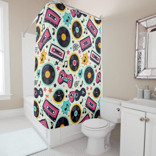 Douchegordijn met pop thema (In situ)
