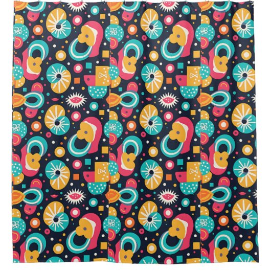 Douchegordijn met Retro-thema (Voorkant)