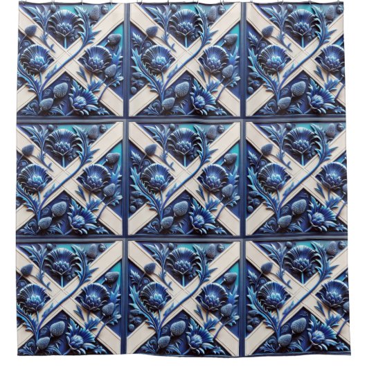 Douchegordijn met Scottish Thistles Design (Voorkant)