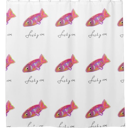 Douchegordijn met visprint (Voorkant)