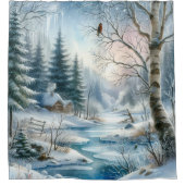Douchegordijn met winters landschap (Voorkant)