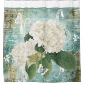 douchegordijn met witte hydrangea (Voorkant)