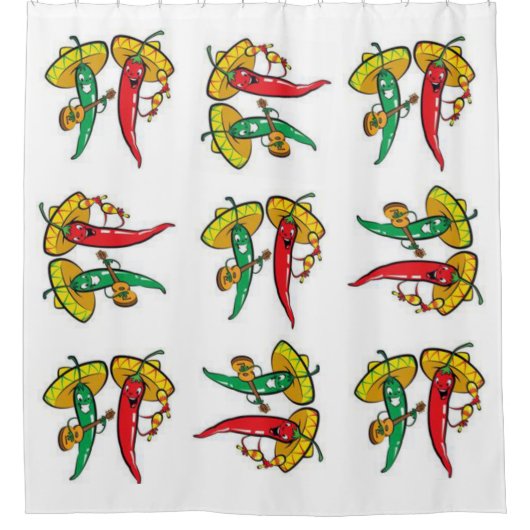 Douchegordijn Mexicaanse rode paprika's (Voorkant)