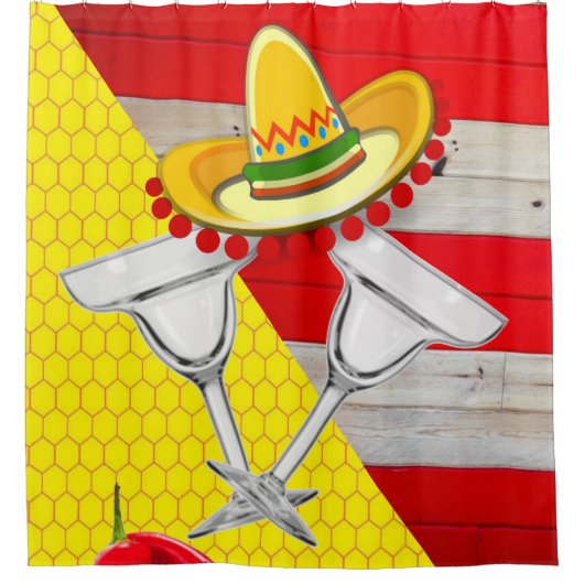 Douchegordijn Mexicaanse Sombrero Drinken (Voorkant)