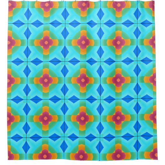 Douchegordijn, multi kleur geometrisch patroon douchegordijn (Voorkant)
