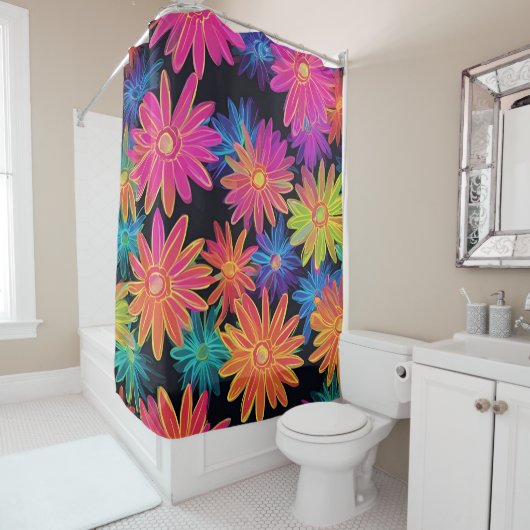 Douchegordijn Neon Wildflowers (In situ)