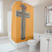 Douchegordijn Oranje achtergrond (In situ)