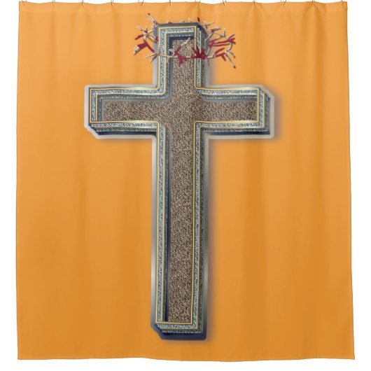 Douchegordijn Oranje achtergrond (Voorkant)