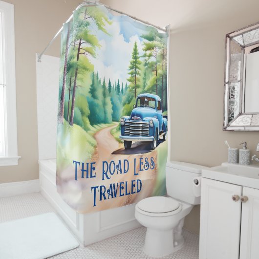 Douchegordijn - oude vrachtwagen de weg minder ger (In situ)