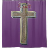 Douchegordijn Paarse achtergrond (Voorkant)