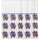 Douchegordijn - Paarse Finned Fish (Voorkant)