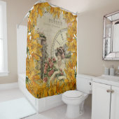 Douchegordijn Parijs Frankrijk Gouden Gele Bloemen (In situ)