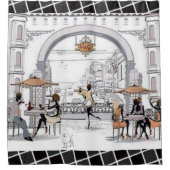 Douchegordijn Parijs Frankrijk Koffie (Voorkant)