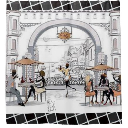 Douchegordijn Parijs Frankrijk Koffie (Voorkant)