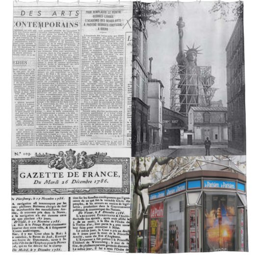 Douchegordijn Parijs Franse krant (Voorkant)