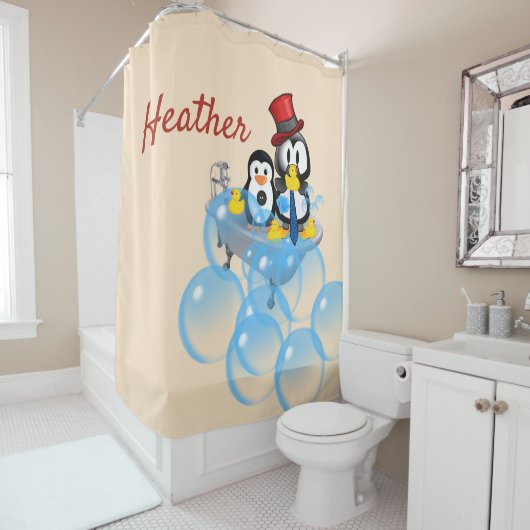 Douchegordijn Pinguïn Bubbles (In situ)