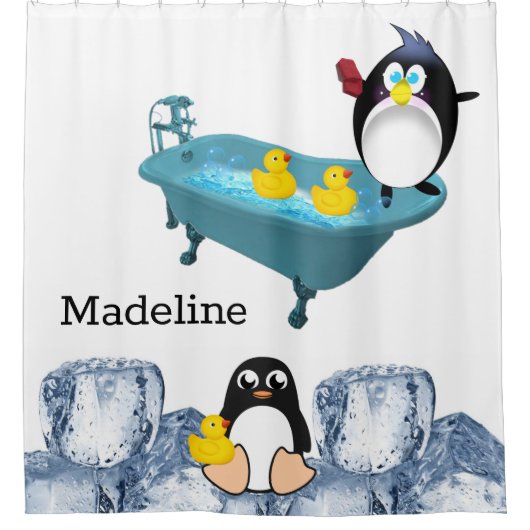 Douchegordijn Pinguïn IJs Badtijd (Voorkant)