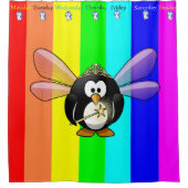 Douchegordijn Pinguïn Streep Dagen van de week (Voorkant)