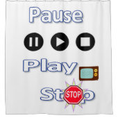Douchegordijn Play Pauze Stop (Voorkant)