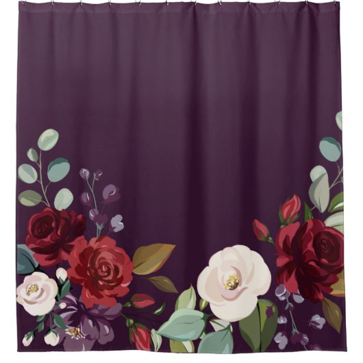 Douchegordijn Plum Paarse Rozen Goud Geometrische  (Voorkant)