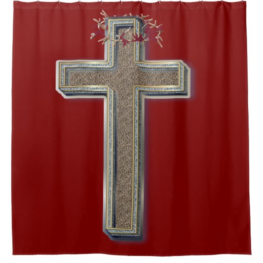 Douchegordijn rode achtergrond (Voorkant)