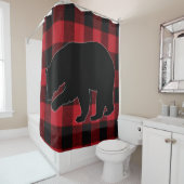 Douchegordijn Rood Buffalo Plaid Beer Zwart (In situ)