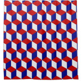 Douchegordijn - Rood, Wit en Blauw 3-d Blokken (Voorkant)