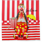 Douchegordijn Rood Wit Popcorn Clown Streep (Voorkant)