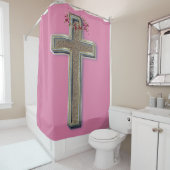 Douchegordijn roze achtergrond (In situ)