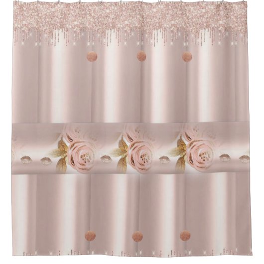 Douchegordijn Roze Rose Glitter Drip (Voorkant)