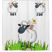 Douchegordijn Schapen Schildpadden Bloemen (Voorkant)