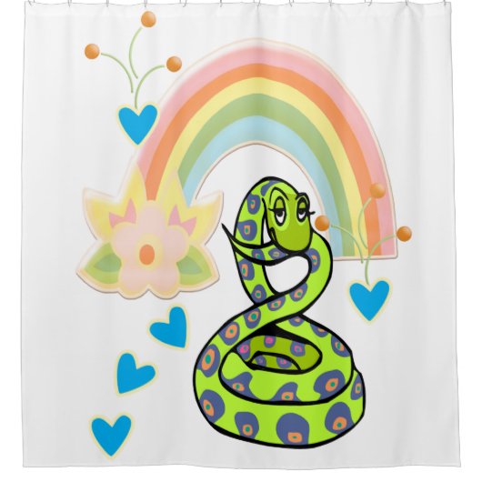 Douchegordijn Slang Regenboog Bloemen (Voorkant)