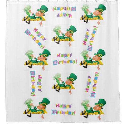 Douchegordijn St. Patrick's Day Happy Birthday (Voorkant)