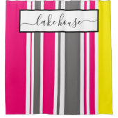 Douchegordijn - Strandhut Stripes Hot Pink (Voorkant)