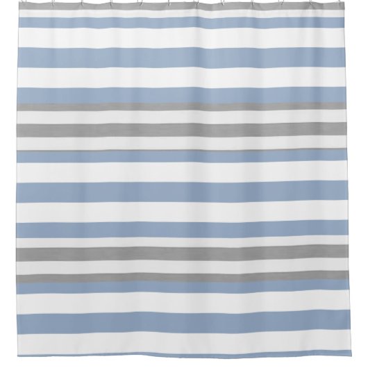 Douchegordijn Streep Blauw & Wit Grijs (Voorkant)