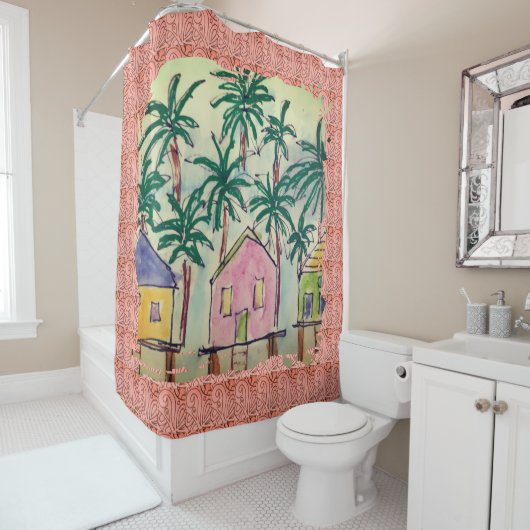 Douchegordijn Tropical Paint Stroke (In situ)