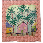 Douchegordijn Tropical Paint Stroke (Voorkant)