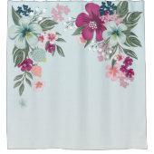 Douchegordijn Tropische Bloem op Blauwe Ombre (Voorkant)