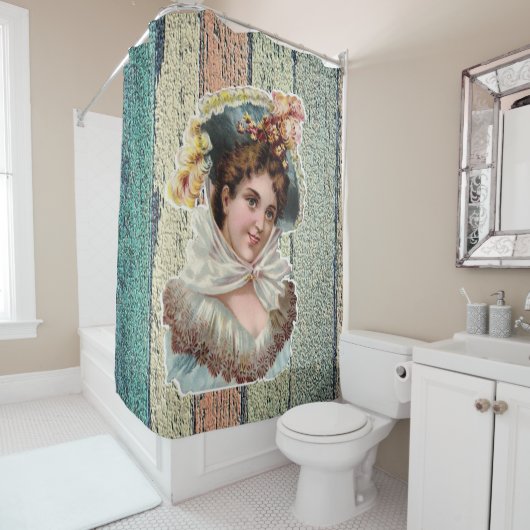 Douchegordijn Victoriaans Groen (In situ)